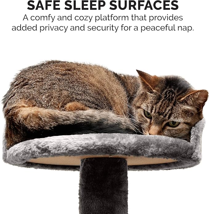 Furhaven 49.5" Tall Cat Tree for Indoor Cats, Ft. Sisal Scratching Posts, Plush Ball Toy, & Busy Box Toy - Tiger Tough Play Stairs Interactive Playground Tower - Gray, One Size-PawvioPets