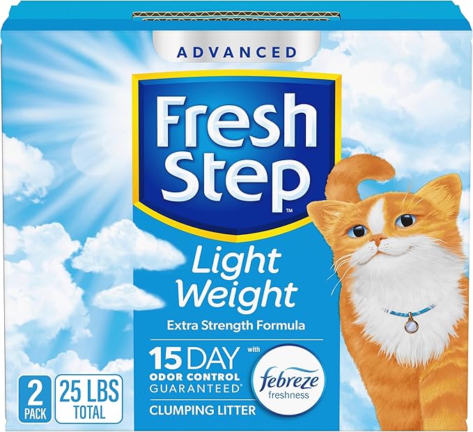 Fresh Step Light Weight Advanced Extreme Cat Litter with Febreze Freshness, Extra Strength Formula Clumping Litter, 25 lbs. (2 x 12.5 lb. Box)-PawvioPets