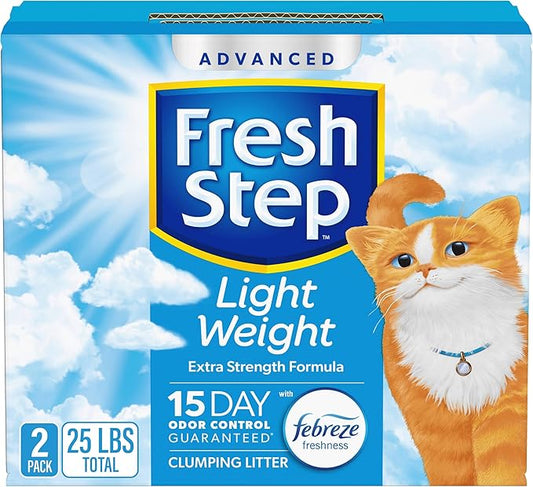 Fresh Step Light Weight Advanced Extreme Cat Litter with Febreze Freshness, Extra Strength Formula Clumping Litter, 25 lbs. (2 x 12.5 lb. Box)-PawvioPets