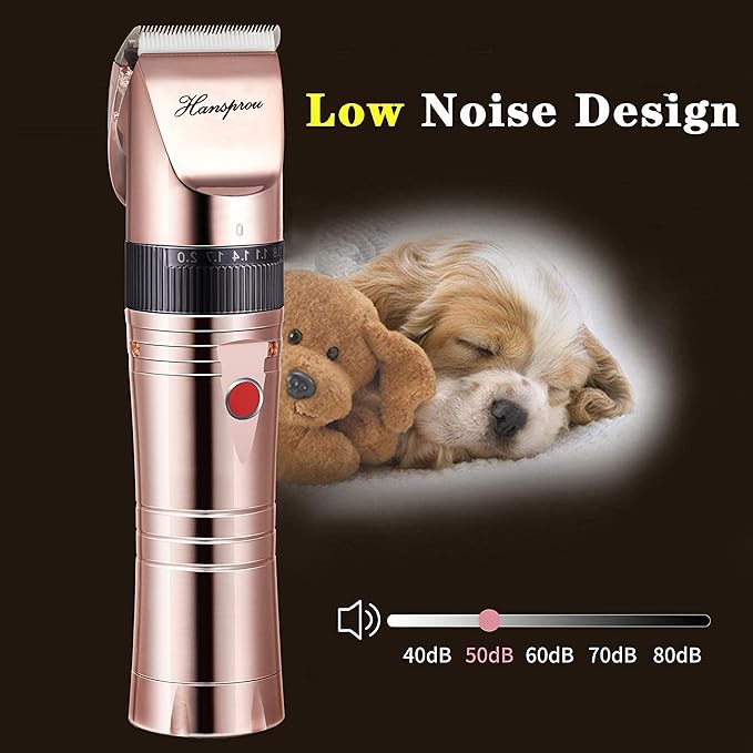 Dog Clippers for Grooming, Professional 5000mAh Battery Dog Trimmer for Thick Hair,Heavy Duty Cordless Dog Trimmer for Grooming, Low Noise with Guard Combs for Dog Cat-PawvioPets