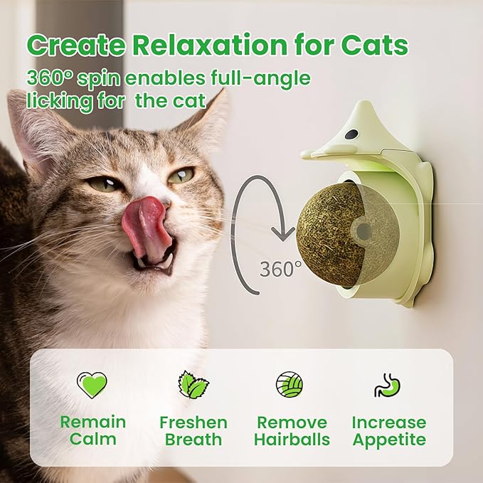 6 Pcs Catnip Ball Toys with Rubbing Shell, Lickable Roller Catnip Toys for Cats Chew, Edible and Refillable Kitten Toys, Teeth Cleaning Dental Indoor Cat Treats Toys, 3 Shells 6 Balls-PawvioPets