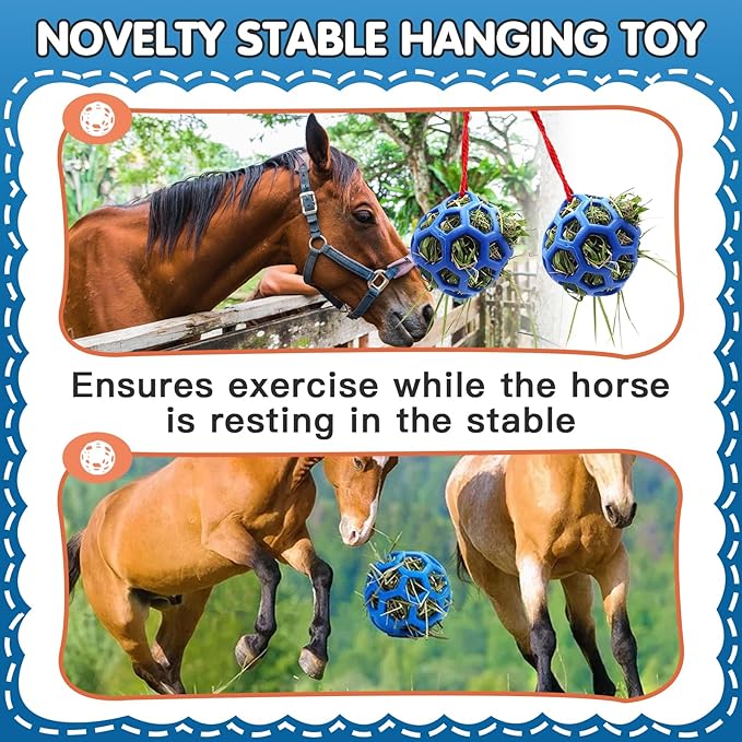 2 Pcs Hay Ball for Horses to Play with, Relieve Stress with This Bright Color Hay Feeder Ball for Horses Goat to Avoid Boredom-PawvioPets