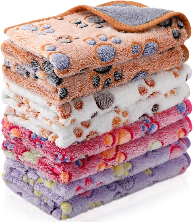 4 Pcs Waterproof Guinea Pig Blankets Washable Small Animal Fleece Bedding Absorbent Guinea Pig Cage Liners Reusable Pet Pee Pad Sleep Mat Pad Cover for Hamster Ferret (Paw Print, 18 x 13 Inch)-PawvioPets