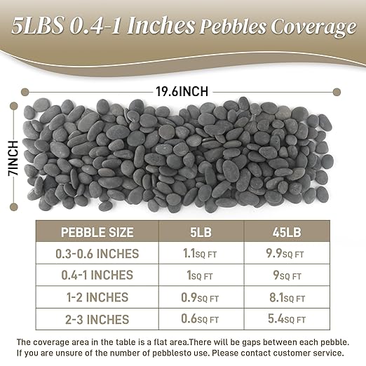 5 lbs Mexican Beach Pebbles, 0.4-1 Inch Natural River Rocks for Indoor Plants Vase Fish Tank Aquarium Fountain, Decorative Stone for Landscaping Garden Paving Walkways Backyard, Grey-PawvioPets