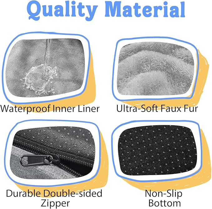 Washable Orthopedic Large Dog Bed - Extra Large Dog Beds with Bolsters Removable Orthopedic Foam Support Dogs Bed Waterproof Cover Non-Slip Bottom Pet Beds-PawvioPets