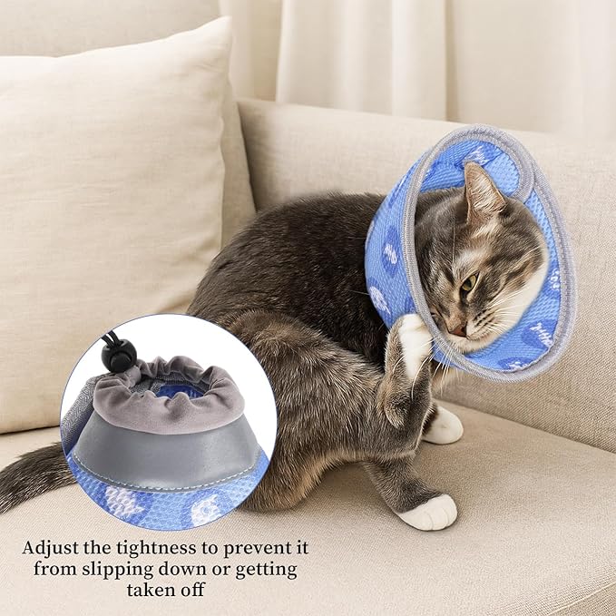 Cat Cone Collar After Surgery Soft to Stop Licking Lightweight Kitten Recovery Collar Comfortable Water Resistant Dogs Collars Adjustable Foldable Elizabethan Collars for Small Large Cats-PawvioPets