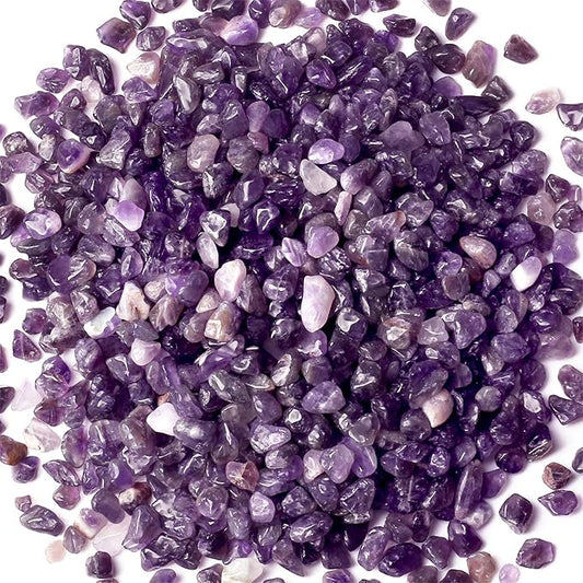 1lb Amethyst Aquarium Gravel Rocks Natural Tumbled Healing Crystal Chips Bulk Gemstones Tumbled Crushed Stones for Fountain Vase Filler Planters Decorative Fish Tank Potted Reiki Energy Balancing-PawvioPets