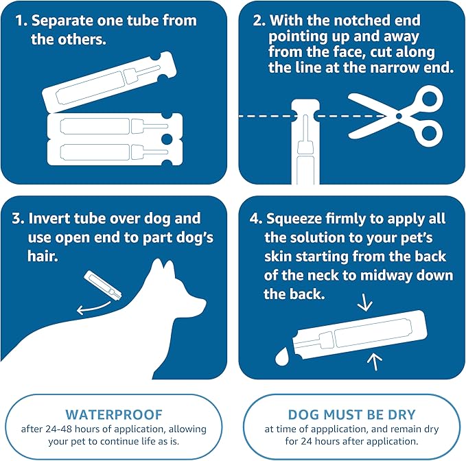 Amazon Basics Flea and Tick Topical Treatment for Medium Dogs (23-44 Pounds), 3 Count (Previously Solimo)-PawvioPets