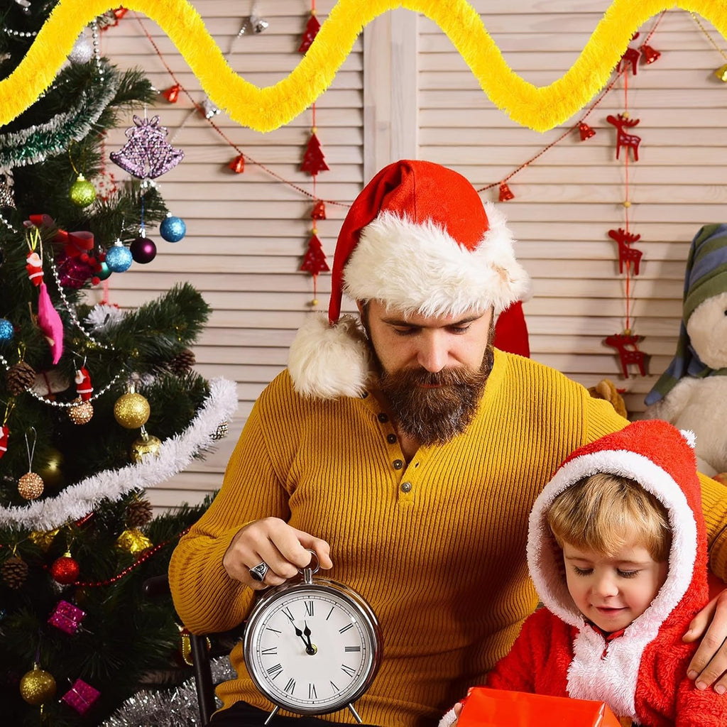 25 Feet Macaron Yellow Christmas Tinsel Garland, Metallic Foil Twist Garland Wall Hanging Tinsel Banner Backdrop for Parade Floats, Easter, Mother's Day, Birthday Party Decorations (4in x 25ft)