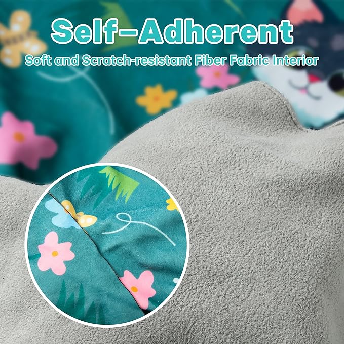 Cat Grooming Wrap, Cat Wrap for Cutting Nails, Self-Adherent Fabric Wrap for Cats, Cat Burrito Wrap Anti-Scratch, Anti-Escape, Multifunctional Swaddle Wrap Pet Tool 35.4×35.4"-PawvioPets