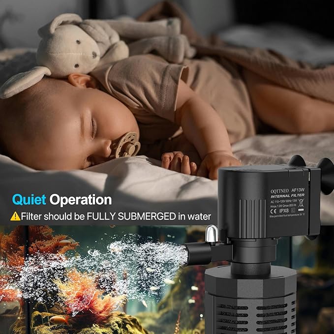 Aquarium Internal Filter for 20-50 Gallons, Ultra-Quiet Fish Tank Filter Biochemical Filtration 320GPH Powerful Pump Submersible Aquarium Filter Tank Clear Air Supply-PawvioPets