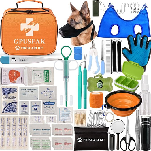 Dog First Aid Kit - Pet First Aid Kit for Dogs Pet Emergency Kit with Grooming Hammock Harness Nail Clipper First Aid Supplies for Home Camping-PawvioPets