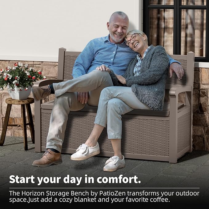 80 Gallon Storage Bench Deck Box, Waterproof and Lockable Outdoor Storage Furniture for Patio, Garden, and Porch – Perfect for Storing Garden Tools and Cushions (Gray)-PawvioPets