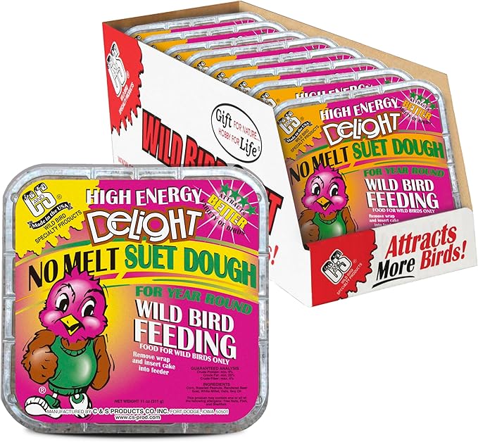 C&S High Energy Delight No Melt Suet Dough, Suet Cakes for Wild Birds, 11 Ounces, Pack of 8-PawvioPets