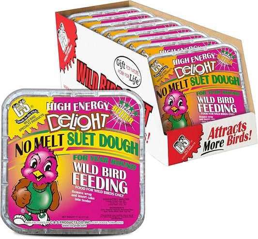 C&S High Energy Delight No Melt Suet Dough, Suet Cakes for Wild Birds, 11 Ounces, Pack of 8-PawvioPets