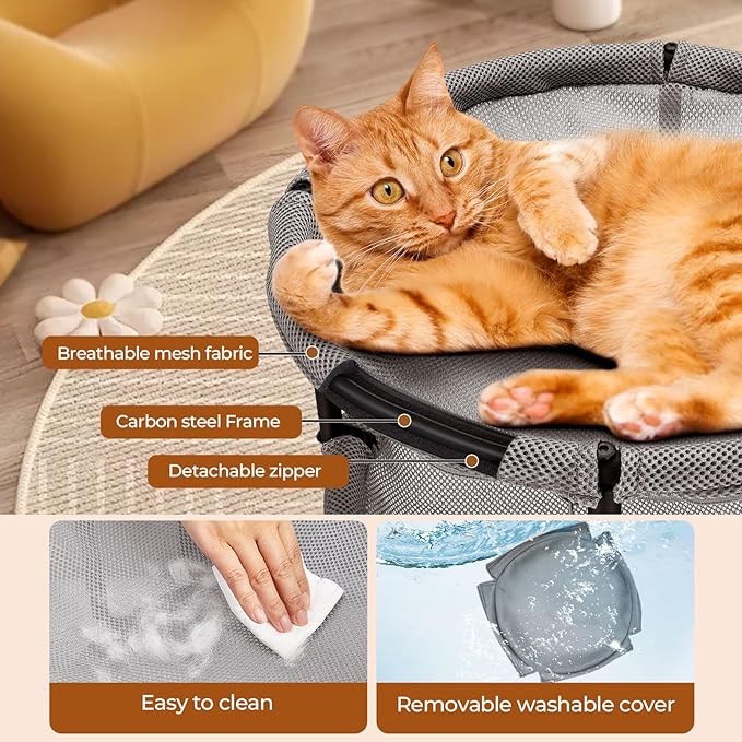 Double Cat Hammock Bed，Elevated and Raised Cat Beds for Indoor and Large Cats-PawvioPets