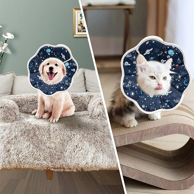 Depets Cat Cone Collar Soft, Adjustable Lightweight Cat Recovery E Collar to Stop Licking for Kitten Puppies Rabbits, Waterproof Pet Cone for Small Animal After Surgery Grooming, Neck Girth 7 in-PawvioPets