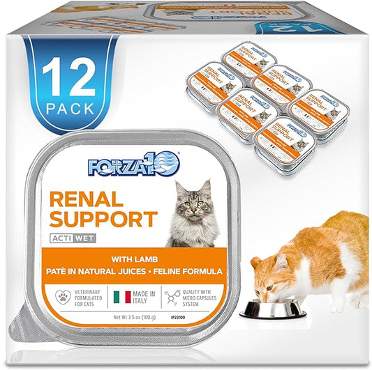 Forza10 Kidney Care Cat Food – Renal Support Wet Cat Food with Lamb, 3.5 oz Cans, 12 Pack – Vet Formulated, Made in Italy-PawvioPets