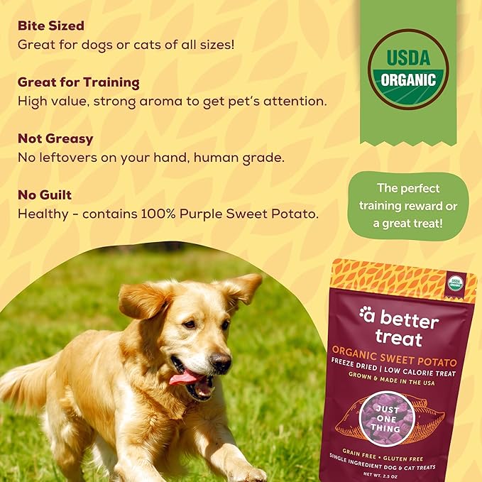 A Better Treat – Freeze Dried Organic Purple Sweet Potato Dog and Cat Treats, Organic, Single Ingredient | Natural, Healthy, Diabetic Friendly | Made in The USA-PawvioPets