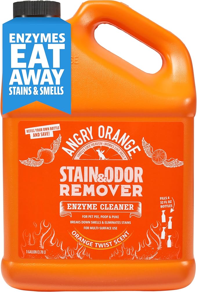 ANGRY ORANGE 1 Gallon Enzyme Cleaner and Deodorizer, Pet Stain and Odor Remover for Dog & Cat Urine and Stains - Citrus, Made in USA-PawvioPets