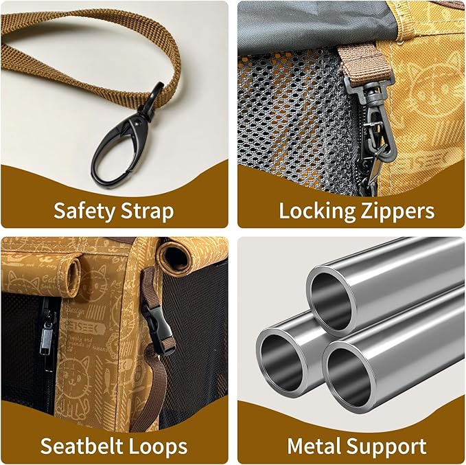 Extra Large Cat Carrier Soft Sided, Portable Small Dog Carrier for 2 Cats, 24"x16.5"x16" Car Travel Folding Comfortable Design, Yellow-PawvioPets