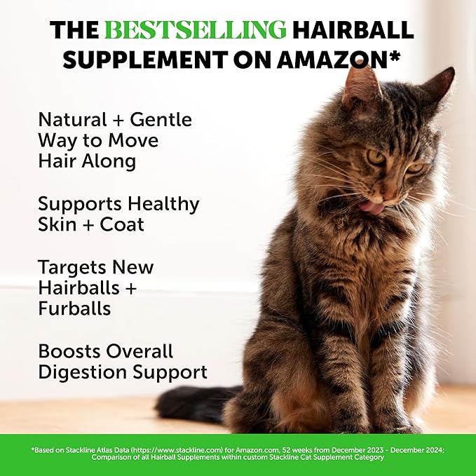 Cat Hairball Support Crunchy & Creamy Chews, Hairball Remedy Cat Treats, Furball Treatment, Supports Skin & Coat, Digestion, Vitamins & Hairball Medicine, Chicken (90-Day Supply)-PawvioPets