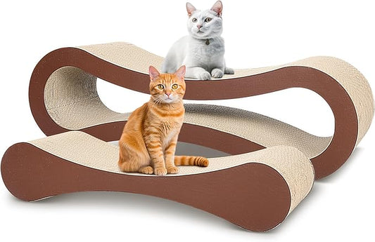 2 in 1 Cat Scratcher Cardboard, Cat Scratching Board Furniture Protector, Cat Scratching Post, Cat Beds for Indoor Cats, Infinity Shape, X-Large-PawvioPets