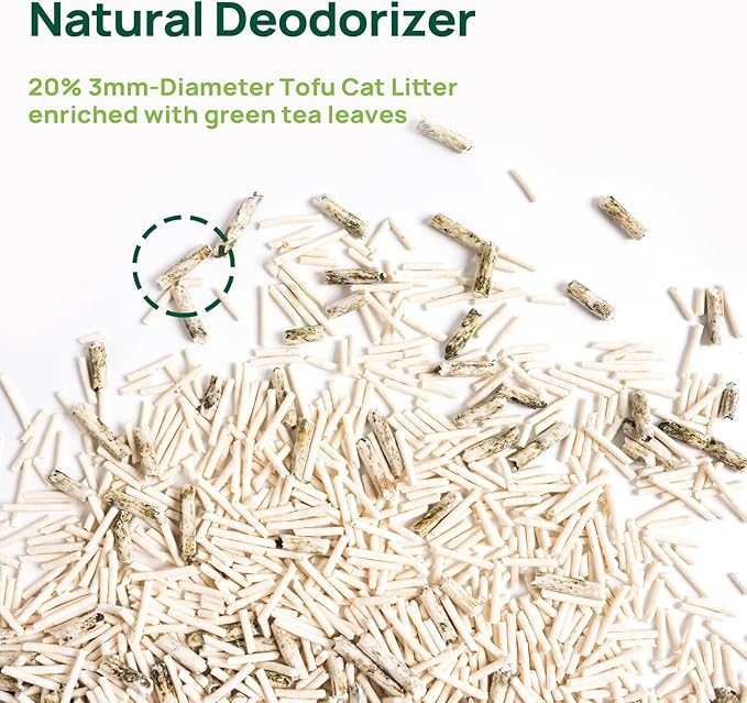 18lbs Tofu Cat Litter Clumping, Flushable, Dust-Free, Low Tracking, Lightweight, Ultra Absorbent and Fast Drying, 100% Natural Pea Husk Kitty Litter Solubility in Water, (9lbs×2bags)-PawvioPets