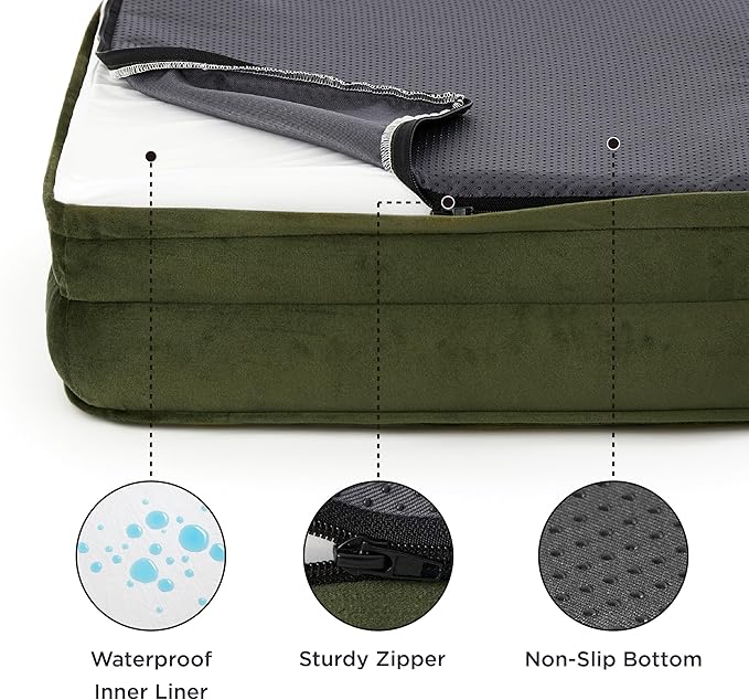Bedsure XL Orthopedic Dog Bed for Extra Large Dogs - Washable XLarge Dog Cat Bed Waterproof, Comfort Dogs Couch Sofa with Washable Removable Cover, Pet Bed with Nonskid Bottom, Moss Green, 42"-PawvioPets