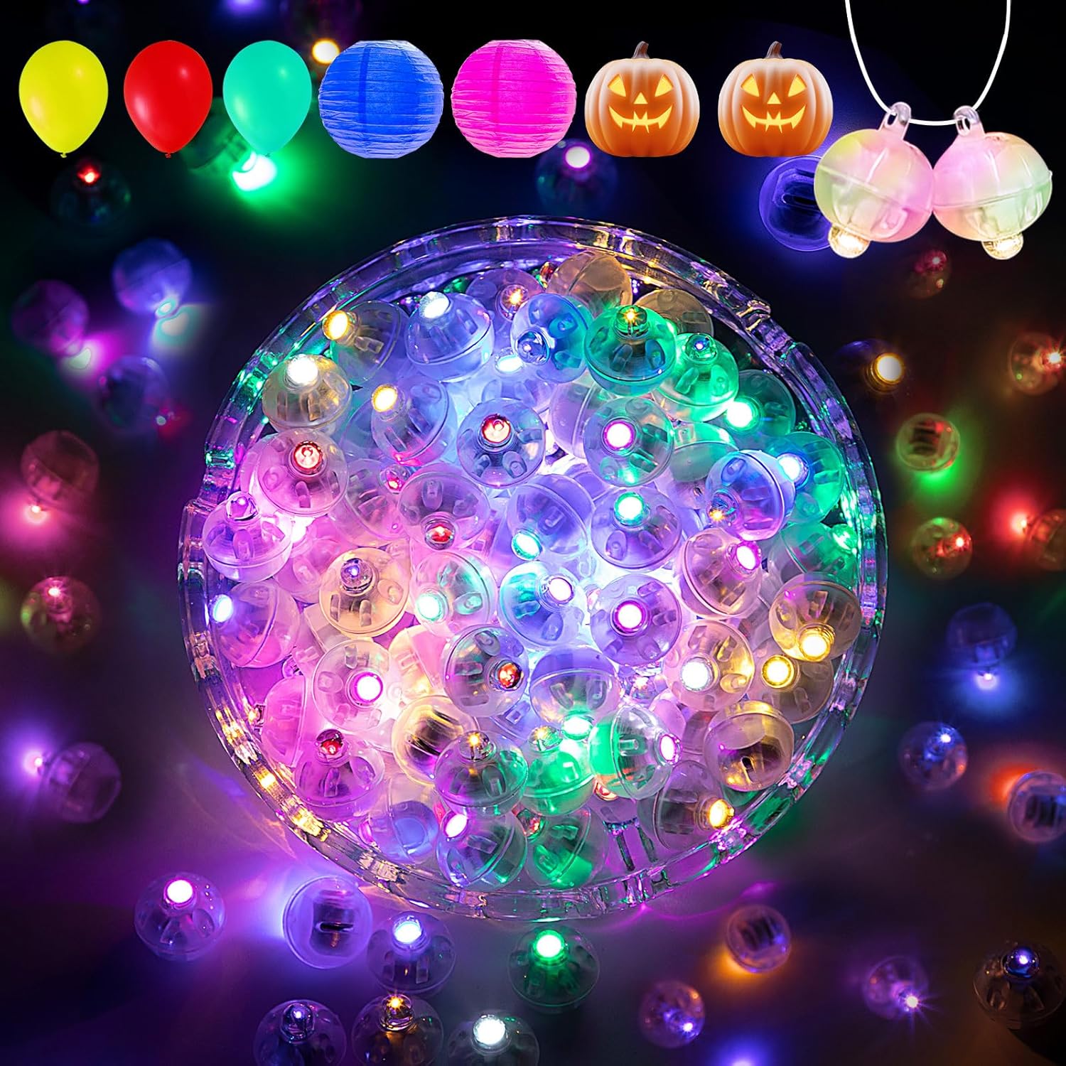 Aogist 50Pcs Balloon Lights with Hook,Long Standby Time,Waterproof Mini Light for Birthday Party Wedding Christmas Halloween Easter Decorative (Flash, Multicolor)