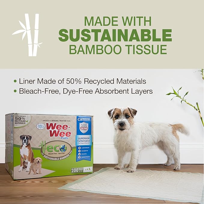 Four Paws Wee-Wee Superior Performance Bamboo Pee Pads for Dogs, Earth Friendly Dog & Puppy Potty Training Pads, Crate Liners, Housebreaking Supplies, 22" x 23" (32 Count)-PawvioPets