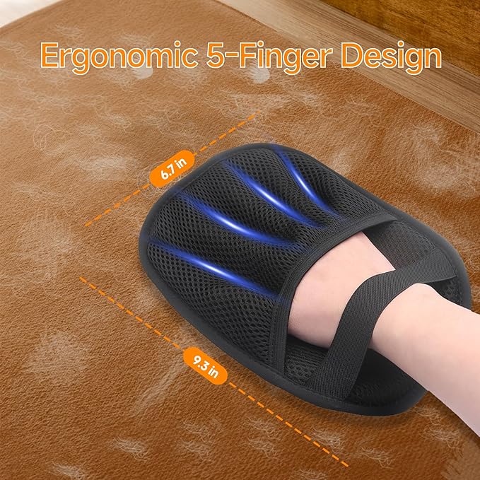 2-in-1 Pet Grooming Glove & Fabric Hair Remover - Reusabie, Silicone Massage Bristles,Static Adhesion for Quiuck Shedding Control,Safe for Dogs & Cats（Big）-PawvioPets