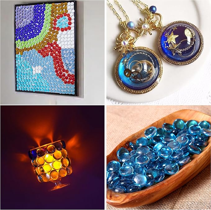 1LB Mix Glass Marbles, Transparent and Smooth Flat Glass Beads for Vases, Mosaic Gem Pebbles for Aquarium Decor, Floral Arrangements, Mancala Stones, Vase Filler and Crafts(Approx. 80-100 PCS)-PawvioPets