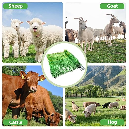 Electric Fence Netting,164'Lx49.6"H, Electric Livestock Netting with 14 Double Barbed Poles, Suitable for Pigs, Cows, Sheep and Other Large Animals, Portable Electric Fence for Farms, Ranches-PawvioPets