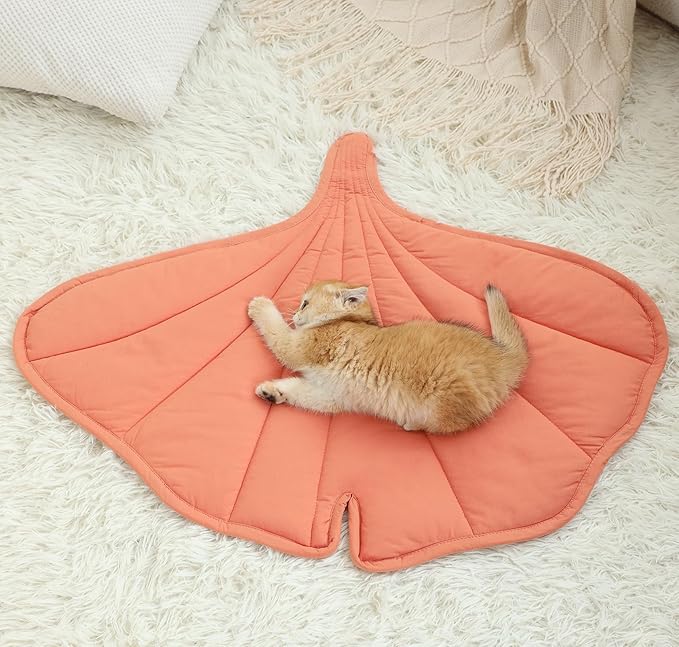 31 X 25 Inch Leaf Shaped Cotton Cat Bed Pad, Warming Cat Mat, Pet Warming Pad for Cats, Warmer Mat for Feral and Indoor Cats, 2025 Enlarged and Thickened Leaf Beds-PawvioPets