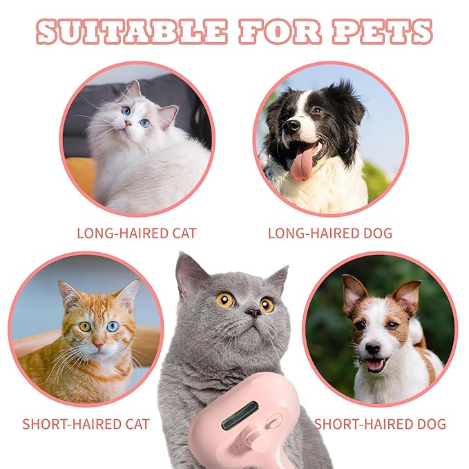 3-in-1 Steam Brush for Cats & Dogs – Hair Removal Comb with One-Click Release & Water Spray – Grooming Brush for Shedding, Long/Short Hair-PawvioPets