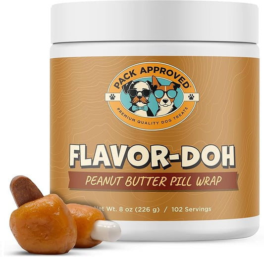 Flavor-Doh - Flavored Pill Wrap for Dogs to Hide Capsules, Create Pockets, and Form Pill Treats for Dogs - Easy-to-Use Treat Paste for Pet Medicine - Peanut Butter (8oz)-PawvioPets