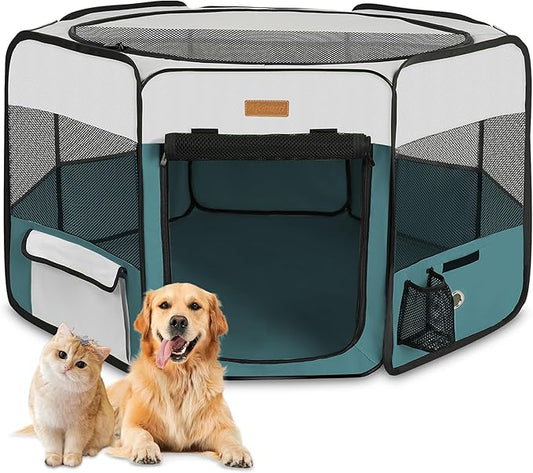Dog Playpen, Portable Pet Play Pen for Cat, Puppies, Rabbits, Chickens, Foldable Large-Capacity Pet Tent for Indoor/Outdoor Travel Camping (Size XL Without Carry Bag)-PawvioPets
