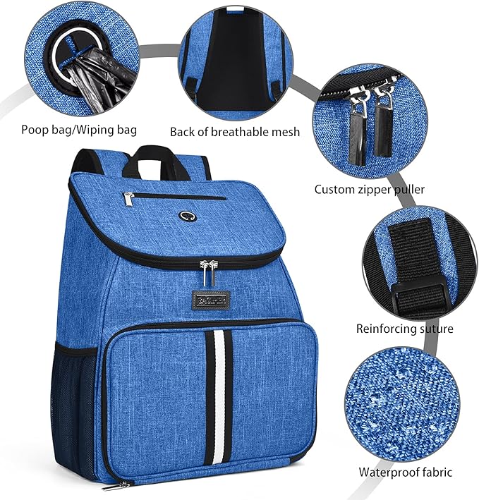 BAGLHER丨Dog Travel Bag, Airline Approved Pet Supplies Backpack, Dog Travel Backpack with 2 Silicone Collapsible Bowls and 2 Food Baskets-PawvioPets