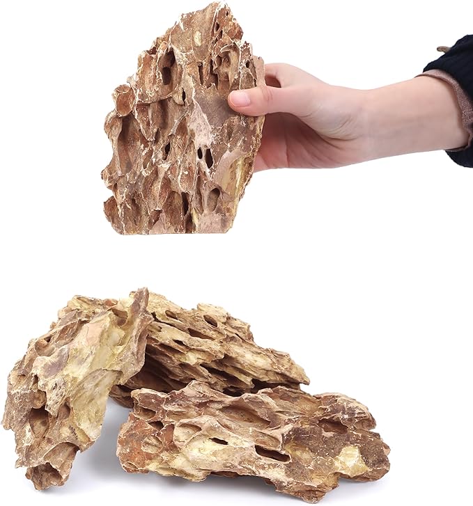 6-8 Inches Natural Dragon Stone 4 PCS Aquarium Rocks for Aquascaping, Aquarium Landscaping, Terrariums, Fish Tank Decoration, Vivariums, Paludarium, Reptile and Amphibian Enclosures-PawvioPets