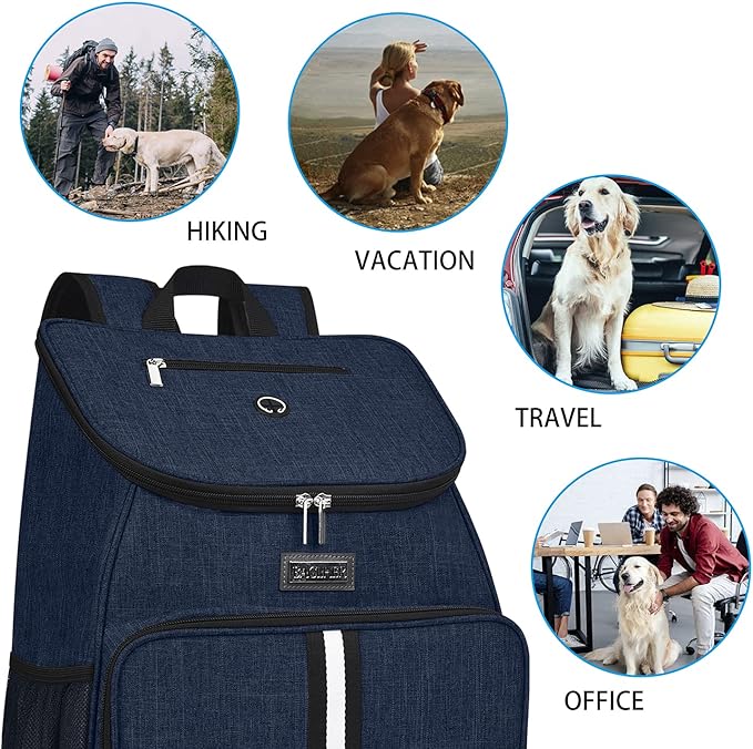 BAGLHER丨Dog Travel Bag, Airline Approved Pet Supplies Backpack, Dog Travel Backpack with 2 Silicone Collapsible Bowls and 2 Food Baskets-PawvioPets