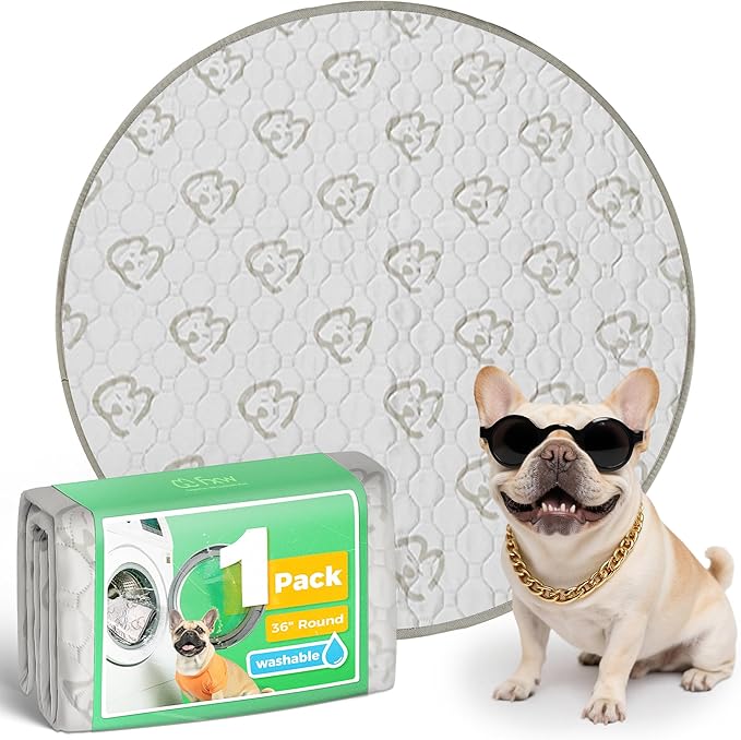 FXW Washable Pee Pads for Dogs, Puppy Pads with Super Absorbent, Specifically Designed for Whelping Box, 36" Round, Khaki, 1 Pack-PawvioPets