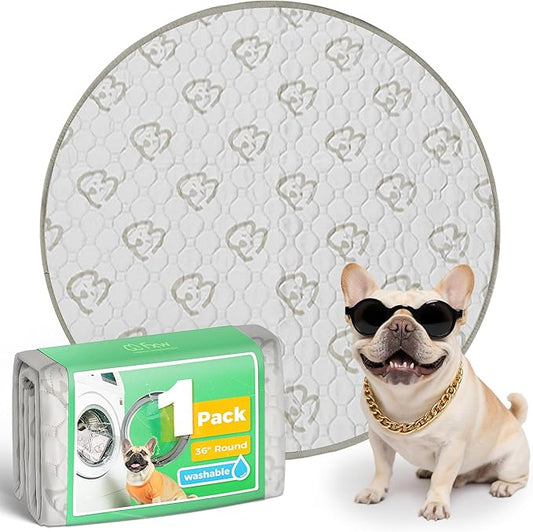 FXW Washable Pee Pads for Dogs, Puppy Pads with Super Absorbent, Specifically Designed for Whelping Box, 36" Round, Khaki, 1 Pack-PawvioPets