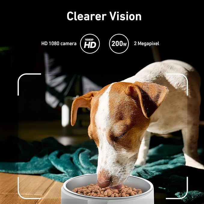 Automatic Dog & Cat Feeder with Camera & WiFi – 8L/34 Cups, 1080P Night Vision, 2.4 & 5G WiFi, 2-Way Talk, 10s Voice Recording, Timed Food Dispenser, Up to 99 Portions, 15 Meals Per Day-PawvioPets