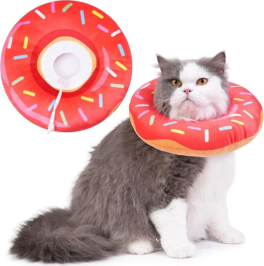 Cat Cone Collar Soft, Cat Recovery Collar for Wound Healing Cute Donut Adjustable Kitten Cones to Stop Licking Comfortable Lightweight Neck Elizabethan Collars for Kittens After Surgery-PawvioPets