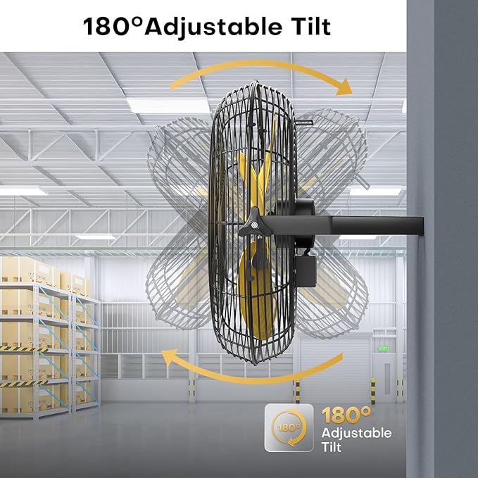 18 Inch Industrial Wall Fan, 4800 CFM Metal Wall Mount Fans with Poweful Motor, 3 Speed, Heavy Duty Fan Indoor for Covered Patio, Greenhouse, Gazebo, and Garage, UL Listed-PawvioPets