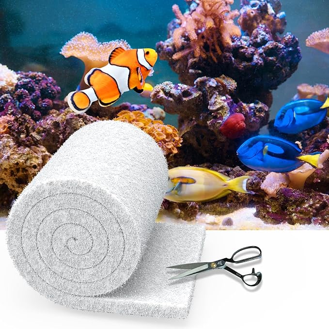 Aquarium Filter Floss 12 * 72 Inches,Dual Density Aquarium Filter Pad,Pond Filter Pad,Filter Media for Crystal Clear Water,Safe for Fish/Reef/Turtles-PawvioPets