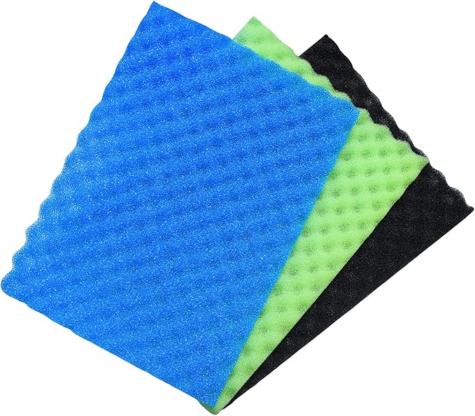 Aquarium Filter Media Bio Sponge Pad 16 x 12 x 1 inch, Fish Pond Foam Filter 20/30/40 ppi Set 3-PawvioPets