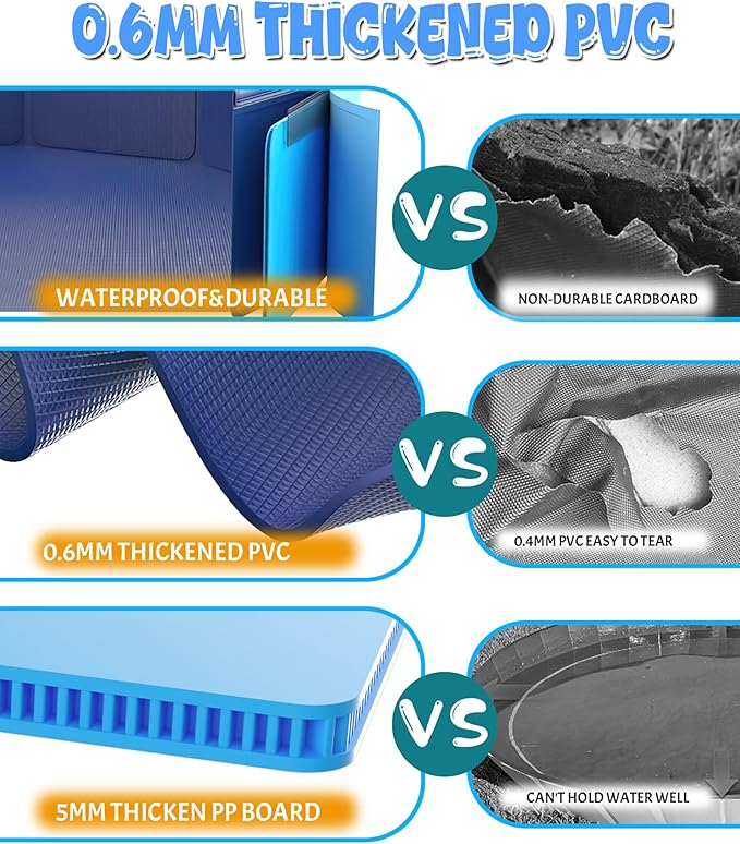 Giant Dog Pool 97"x16", Hyperzoo Foldable Dog Swimming Pool, Hard Plastic PVC Leakproof Doggie Wading Collapsible Pet Bathing Tub for Puppy Small Medium Large Dogs and Kids, Blue-PawvioPets