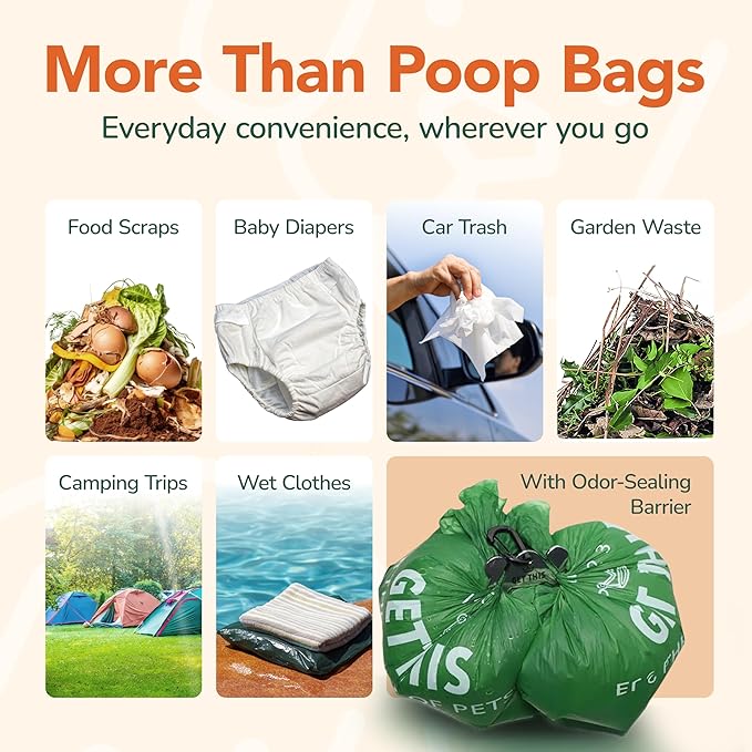 Biodegradable Dog Poop Bag - 90 Dog Waste Bags Total, Leakproof & Odor-Trapping, Durable Doggy Waste Bags – 6 Rolls (15 Pet Poop Bagі Per Roll), 13x9" Environment-friendly Potty Bags-PawvioPets